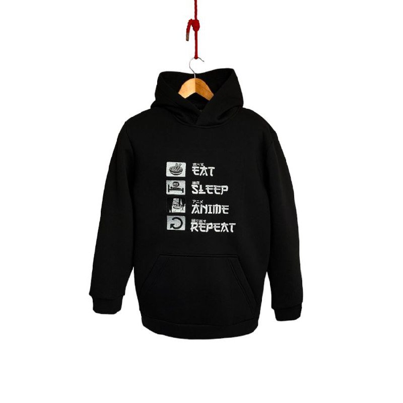[000007816] Худі з вишивкою YADRIK Аніме (REPEAT футер (Oversize М) чорний)