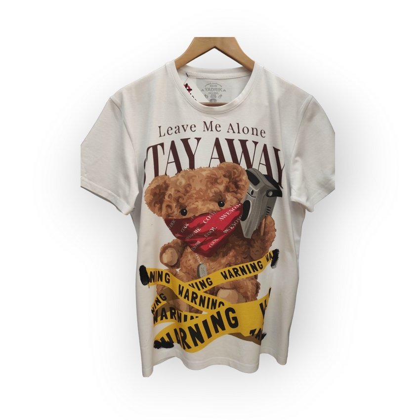 [000004208] Футболка YADRIK Urban Ведмедик зі стрічкою стрейч кулір REGULAR FIT білий (REGULAR FIT L білий)