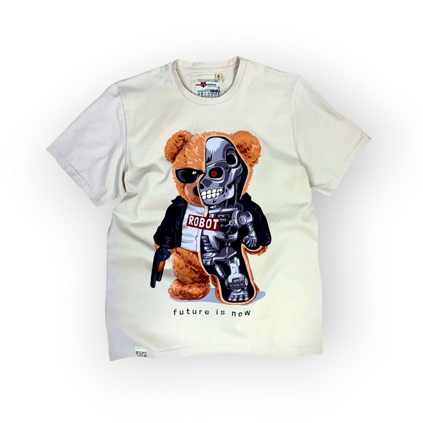 [000004214] Футболка  YADRIK Urban Ведмедик робот стрейч кулір REGULAR FIT білий (REGULAR FIT M білий)