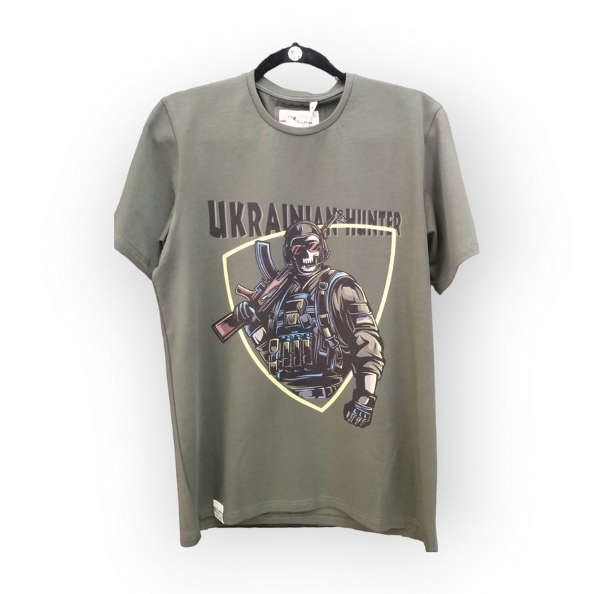 [000004143] Футболка YADRIK Патріот Ukrainian hunter стрейч кулір, 190 грм. REGULAR FIT олива (190 грм. (REGULAR FIT M) олива)