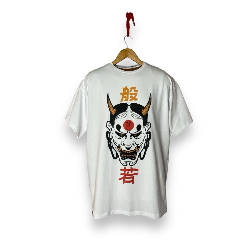 [000010868] Футболка  YADRIK Аніме Демон стрейч кулір Oversize білий (Oversize L білий)