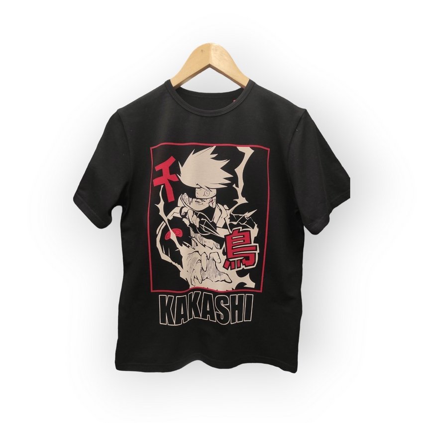 Футболка  YADRIK Аніме Наруто Какаши стрейч кулір Oversize чорний