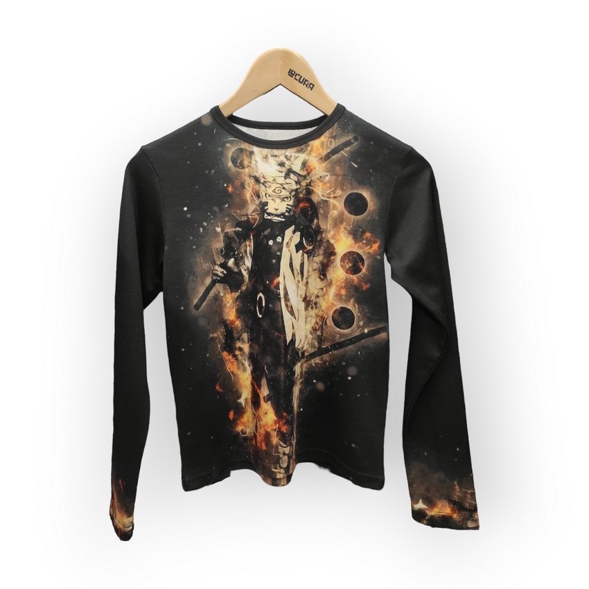 [000003147] Футболка YADRIK Аніме Наруто з довгим рукавом  Subtrikot чорно-руда (Oversize S)